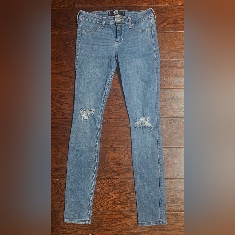 Hollister Low-Rise Jean Legging Advance Stretch W25 L28 Blue Distressed Jeans